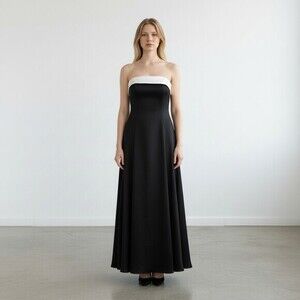 Urban Girl Nites Dress Womens Size 3/4 Black & White Colorblock Maxi Gown